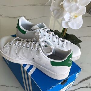 Adidas Stan Smith White and Green Shoes